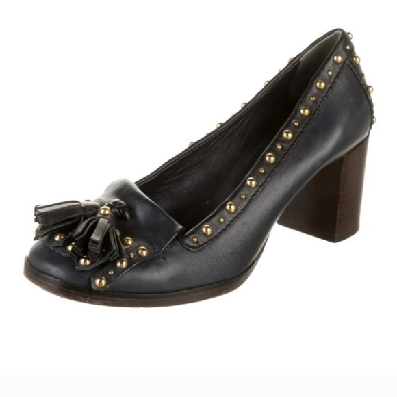 Tory Burch Leather Studded Oxford Pumps - Picture 4 of 5
